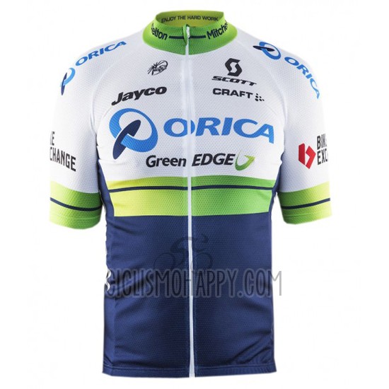 Orica GreenEDGE Cycling Jersey Bib Short 2016 Short Sleeve White and Blue
